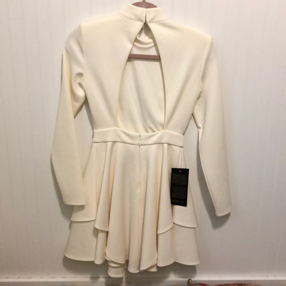 NWT Bebe Open Back Double Layer Skater Scuba Dress